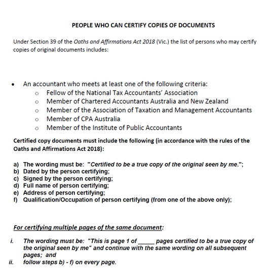 CPA Australia Service 澳洲會計師 服務- Certify True Copy 核證文件 | Commonwealth Statutory Declarations 聯邦法定聲明 | 見證簽名