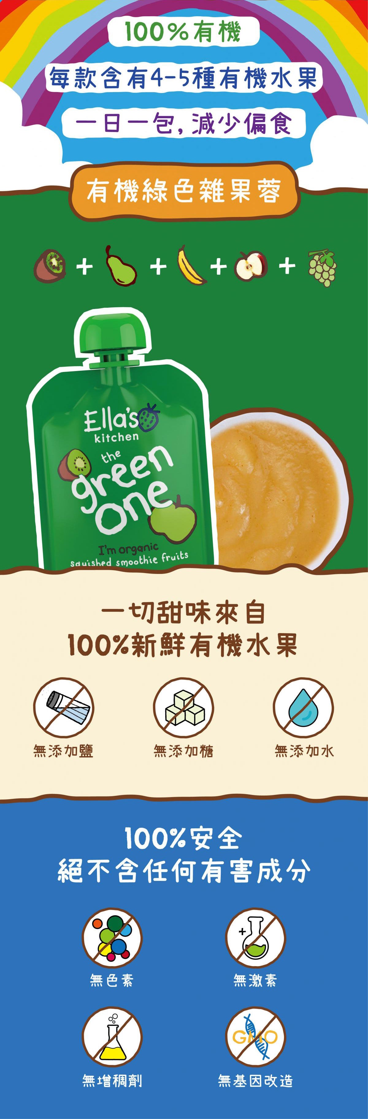 Ella's Kitchen - 有機綠色雜果蓉5包裝