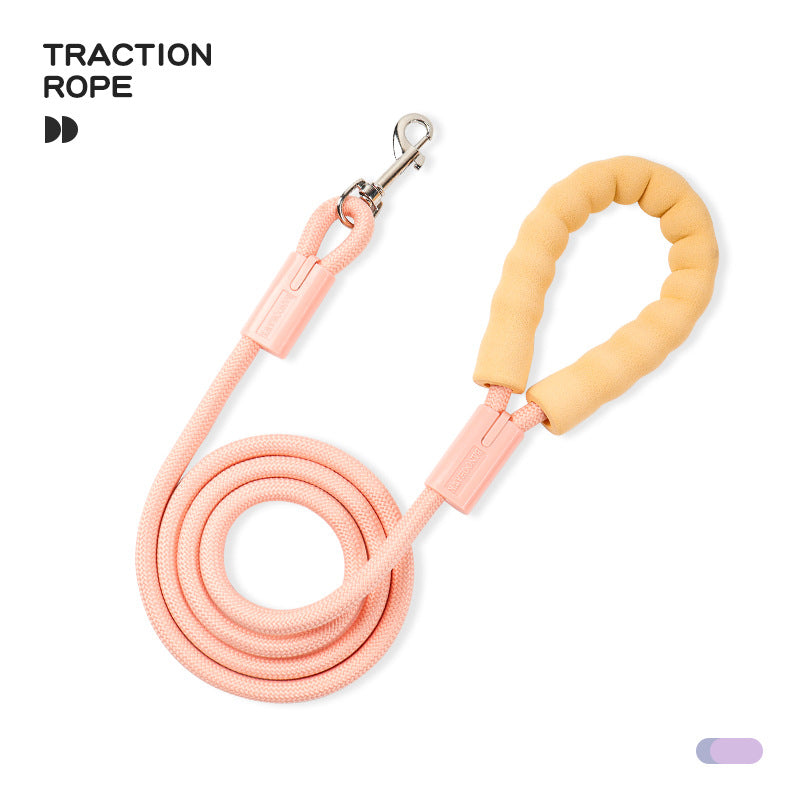 🐾 馬卡龍色高密度尼龍寵物牽引繩｜舒適握感・耐用安全
