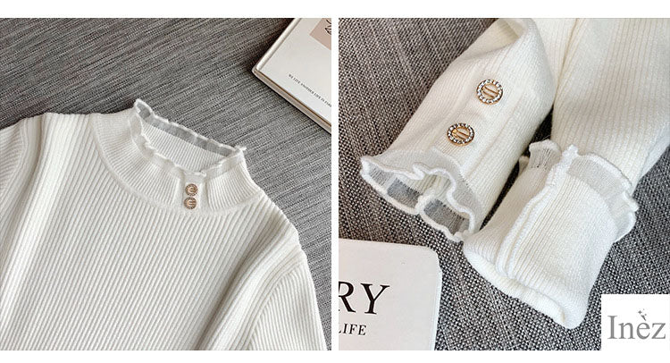 Inèz 長袖針織blink blink紐扣企領衫