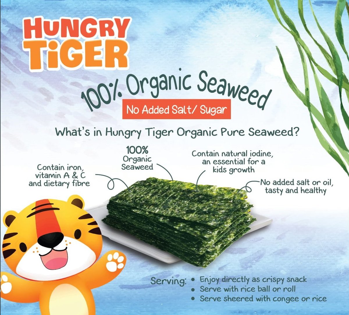 Hungry Tiger - 有機嬰幼兒純紫菜(無添加鹽、油)│韓國製造